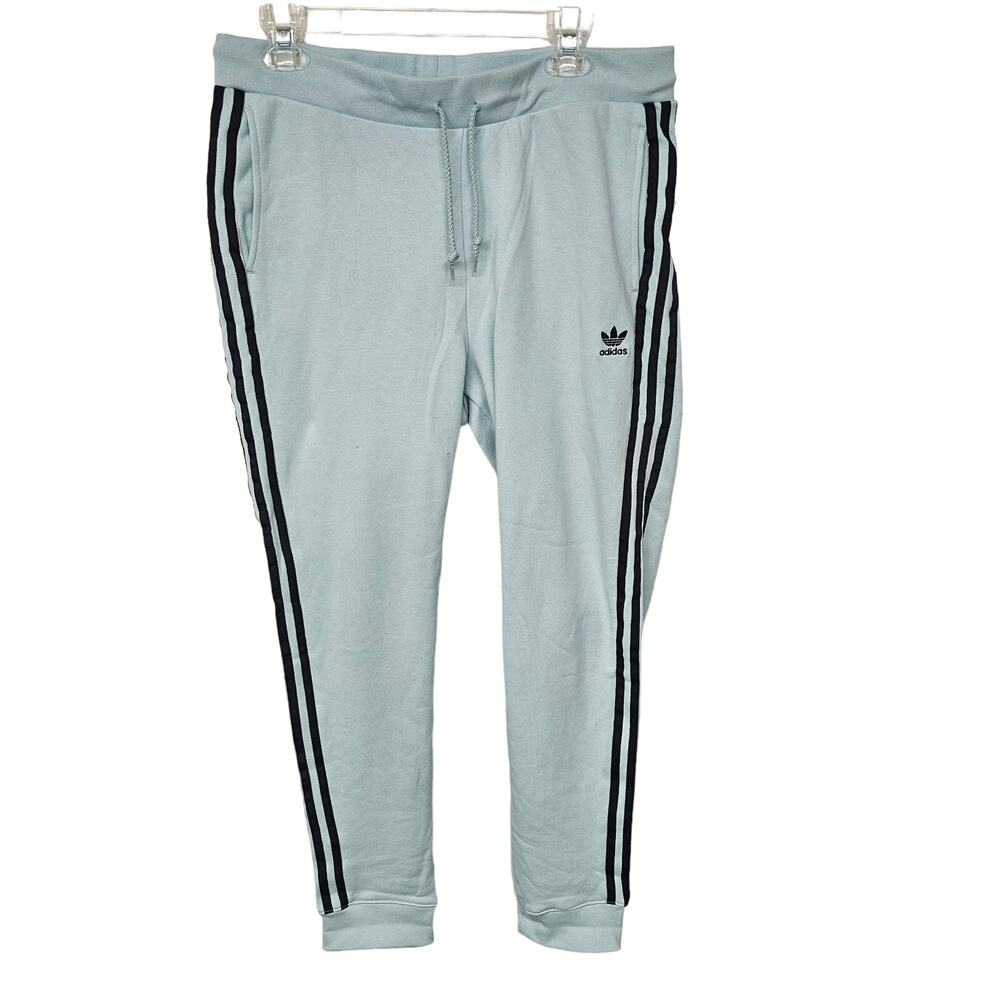 Adidas High Waisted Track Jogger Pants Tapered Striped Primegreen Womens Size XL